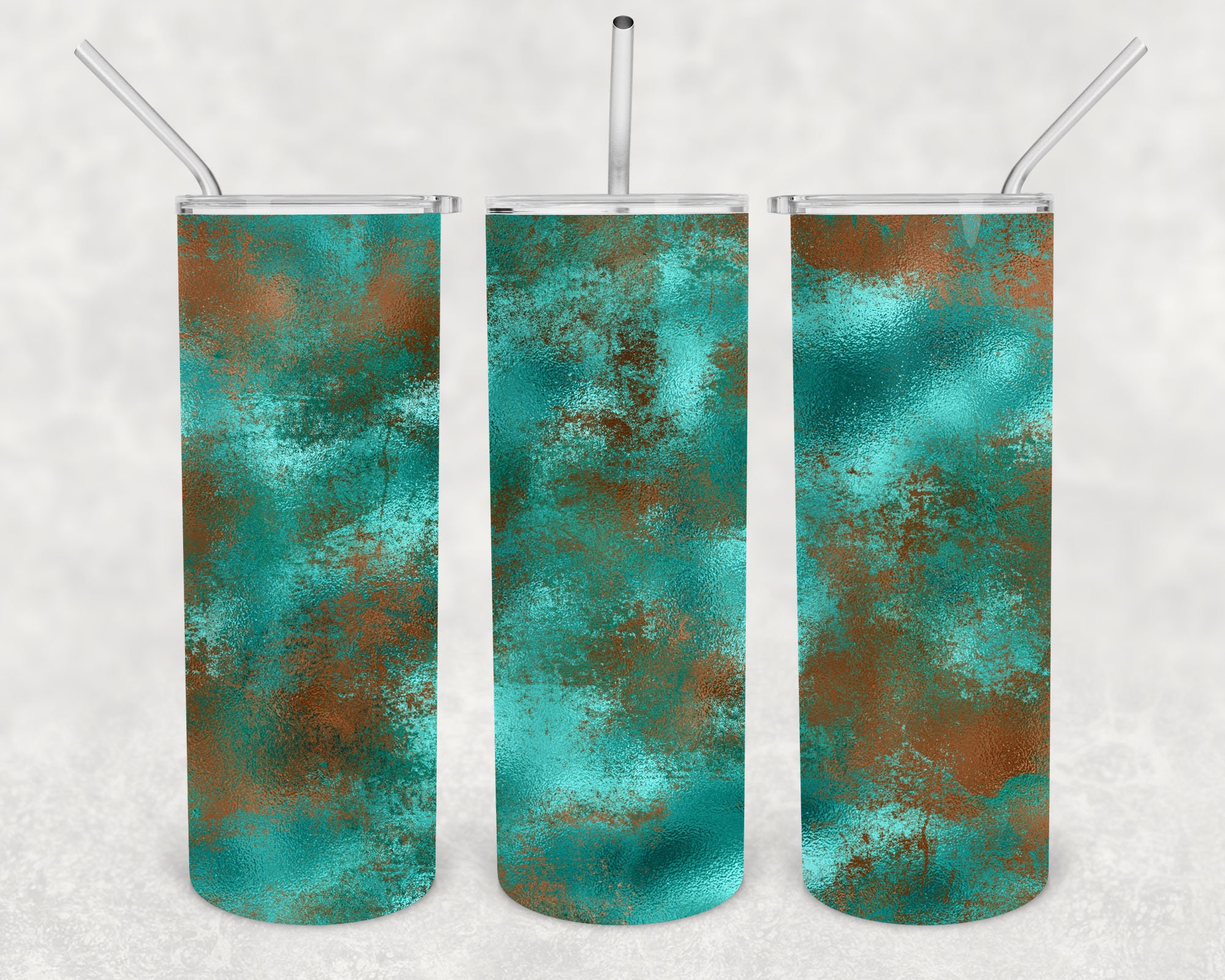 Patina Rustic Teal and Copper 20oz Skinny Tumbler Design for ...