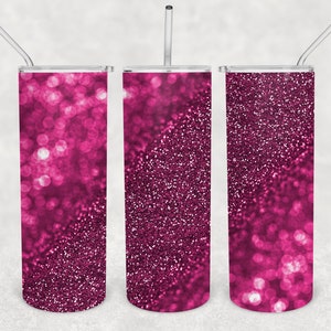 Bokeh Baby Hot Pink Fuchsia Glitter Ombre 20oz Skinny Tumbler Design for Sublimation