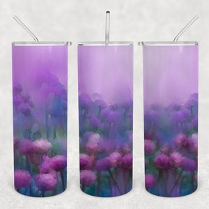 Norah Purple Field Floral 20oz Skinny Tumbler Design for Sublimation