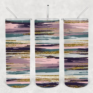 Mirella Painted Glitter Brushstrokes 20oz Skinny Tumbler Design for Sublimation