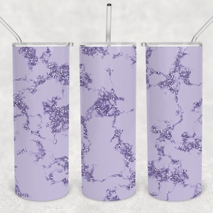 Marble Glitter Lavender Purple 20oz Skinny Tumbler Design for Sublimation