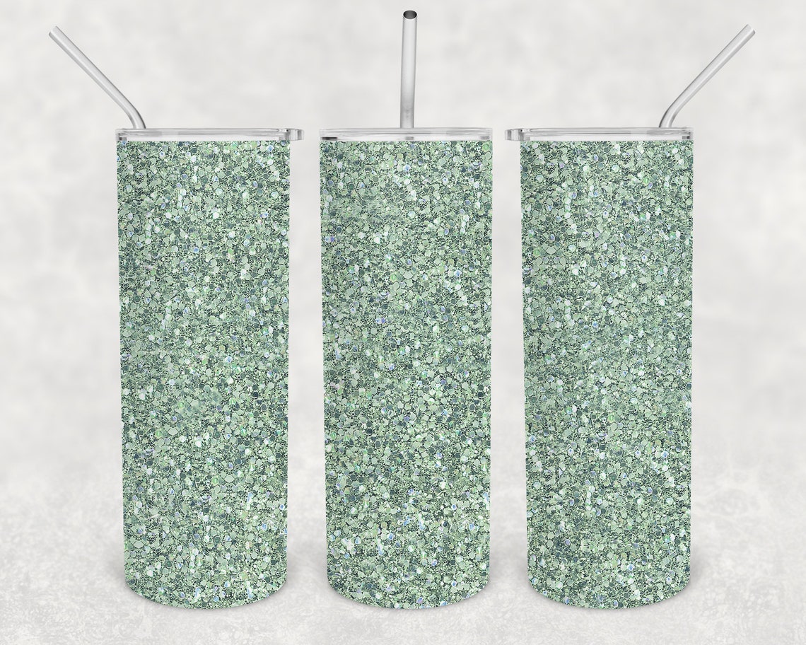 Succulent Green Sage Glitter 20oz Skinny Tumbler Design for Sublimation Etsy