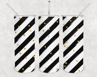 Spunk and Glam Striped Inspired 20oz Skinny Tumbler Design for Sublimation