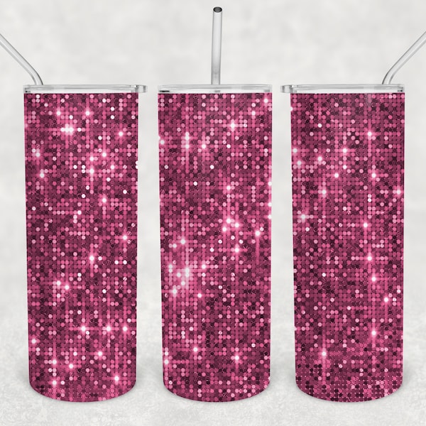 Paparazzi Sequin Pink 20oz Skinny Tumbler Design for Sublimation