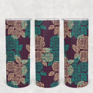 Clarissa Hounds Tooth Floral 20oz Skinny Tumbler Design for Sublimation