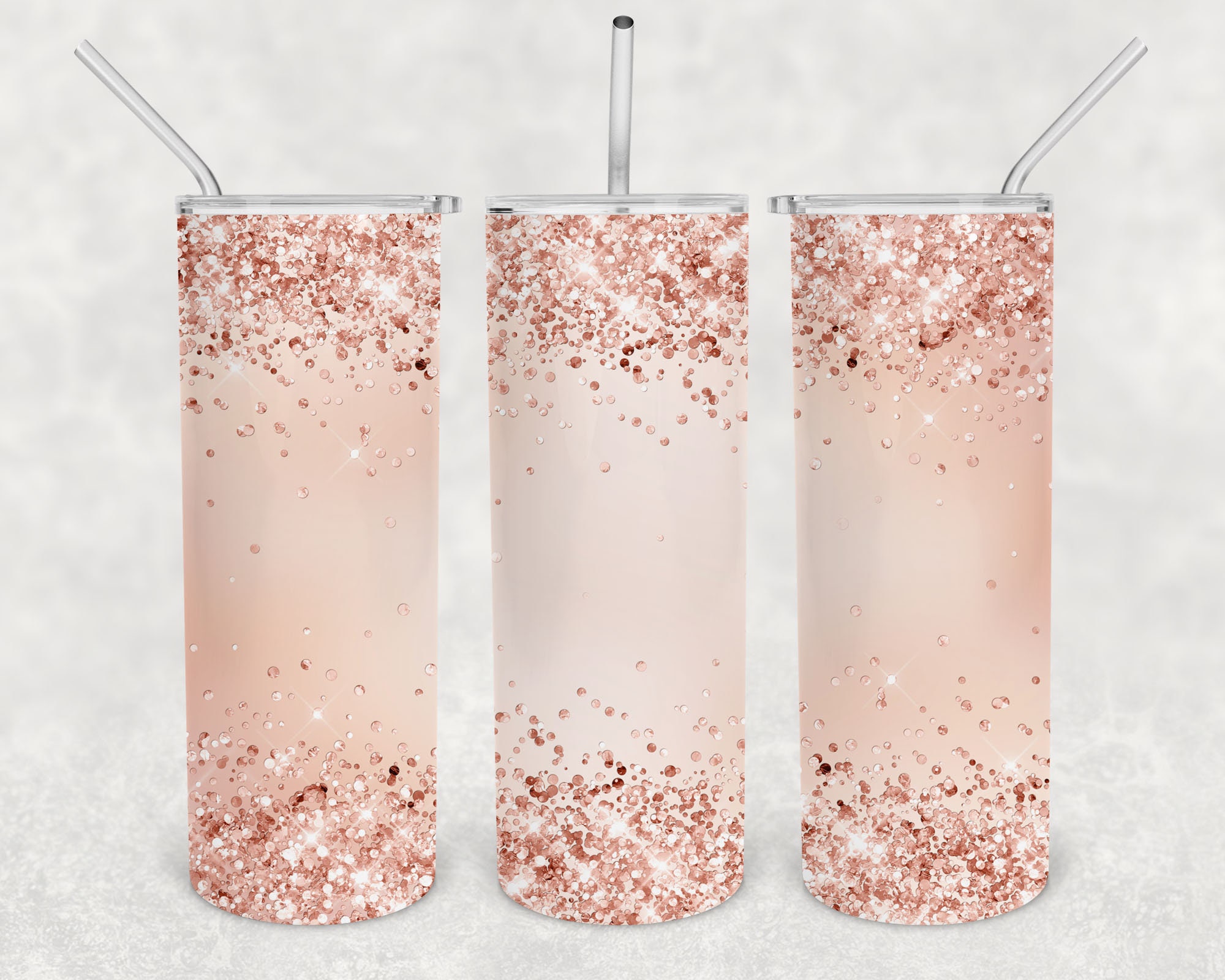 Peaches and Cream Glitter Ombre 20oz Skinny Tumbler Design for