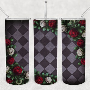 Wonderland Roses 20oz Skinny Tumbler Design for Sublimation