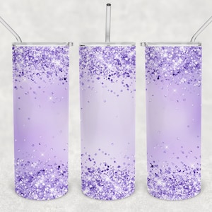 Wisteria Dreams Lavender Purple Glitter Ombre 20oz Skinny Tumbler Design do sublimacji