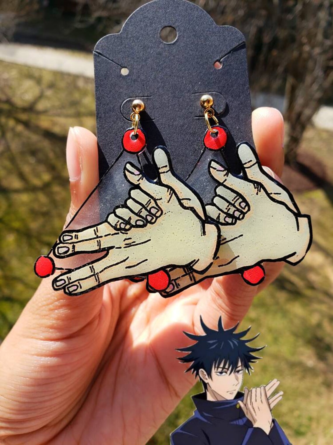 Megumi demon dog hand earring | Etsy