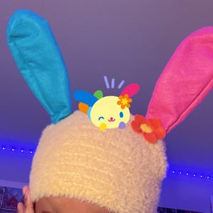 Usahana Flower Crochet Bunny Ear Beanie Hat With Ear Flaps