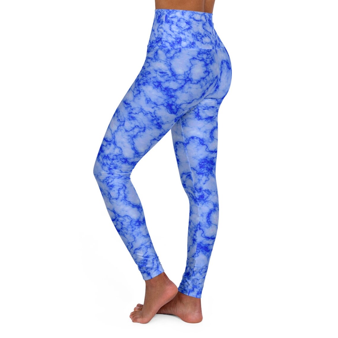 Blue Marble High Waisted Yoga Leggings Etsy