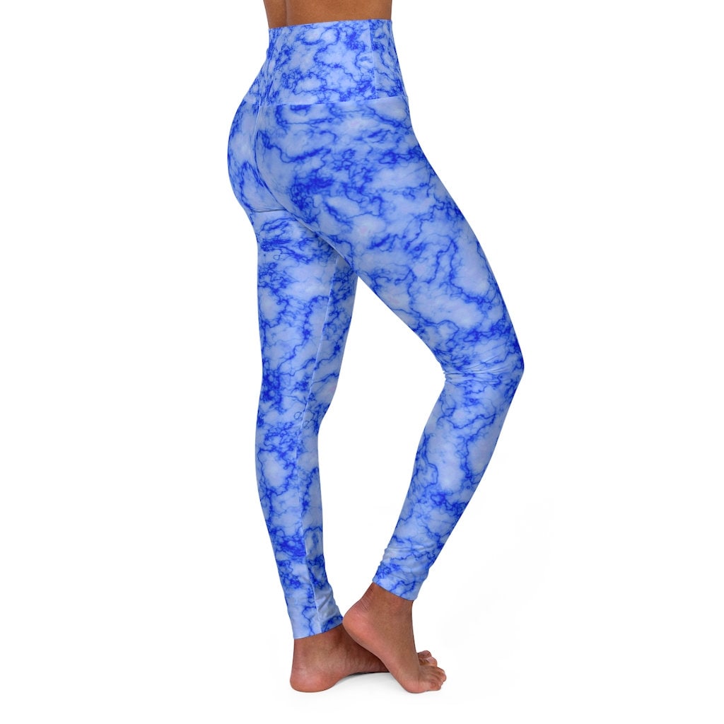 Blue Marble High Waisted Yoga Leggings Etsy