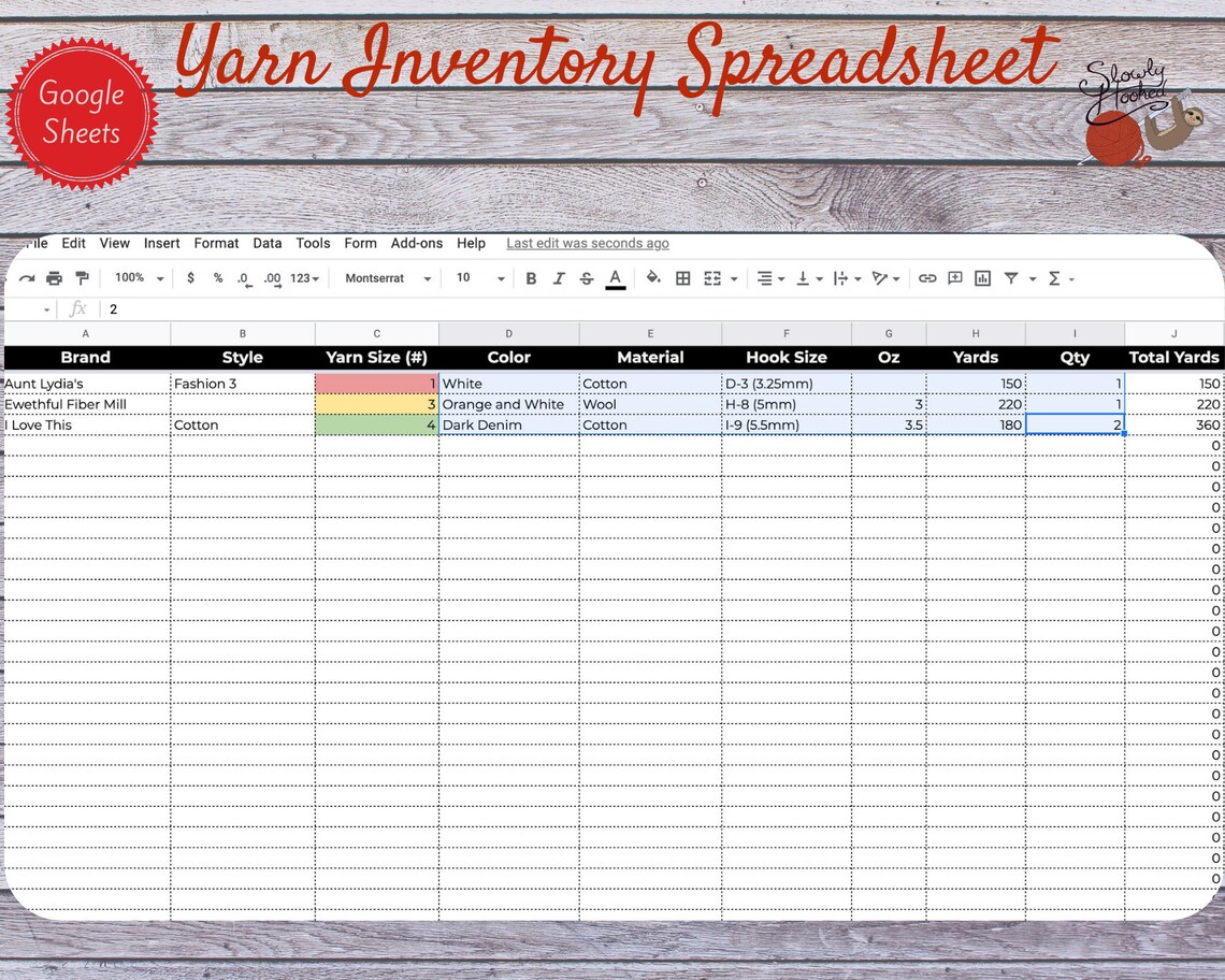 Yarn Inventory Template Google Sheets Etsy
