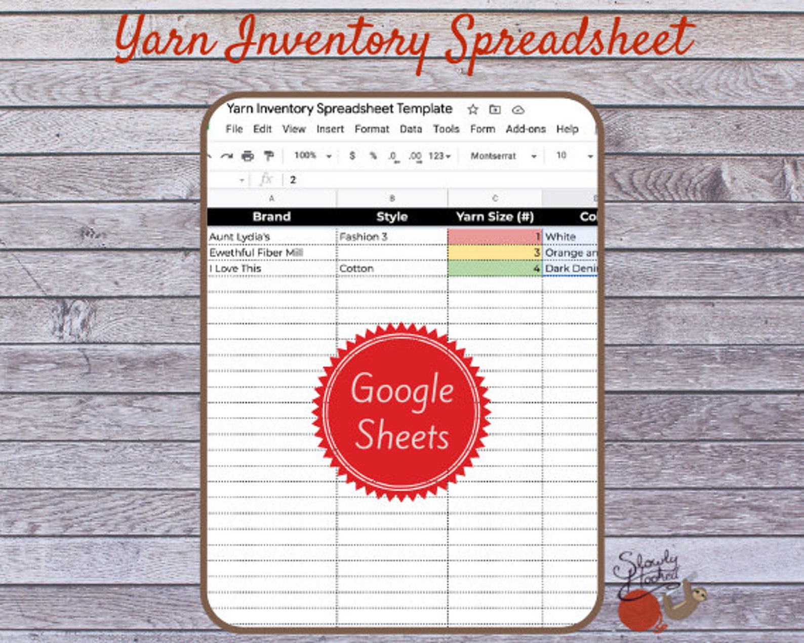 Yarn Inventory Template Google Sheets Etsy