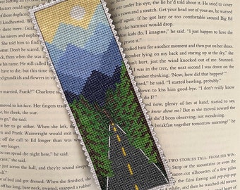 Cross stitch bookmark pattern - mountain road - instant download PDF - counted cross stitch digital pattern