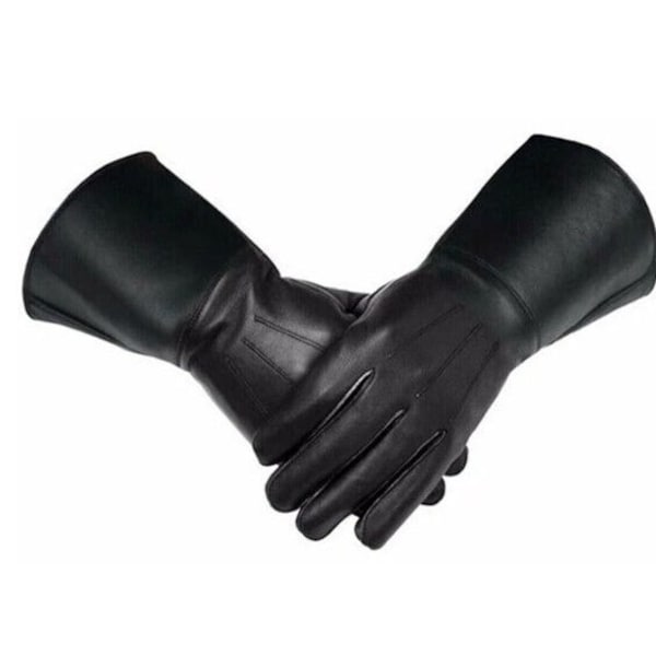 Real Leather Plain Black Gauntlet Gloves used for star wars Masonic NEW TOP QUALITY