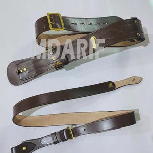 Sam Brown Belt with Brown Shoulder Strap with Buckle REAL LEATHER