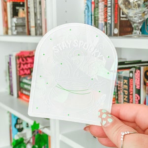 Stay Spooky Cauldron Suncatcher Sticker - Suncatcher Window Sticker, Prismatic Rainbow Sticker, Window Car Decal, Transparent & Waterproof