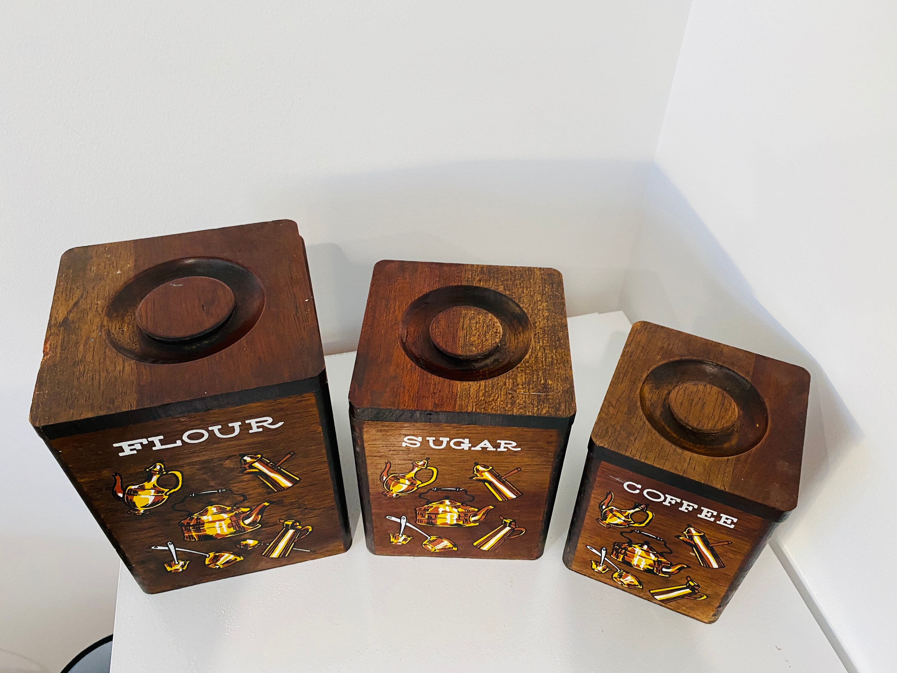 Vintage Retro 1960s Botes de cocina de madera apilables | Etsy