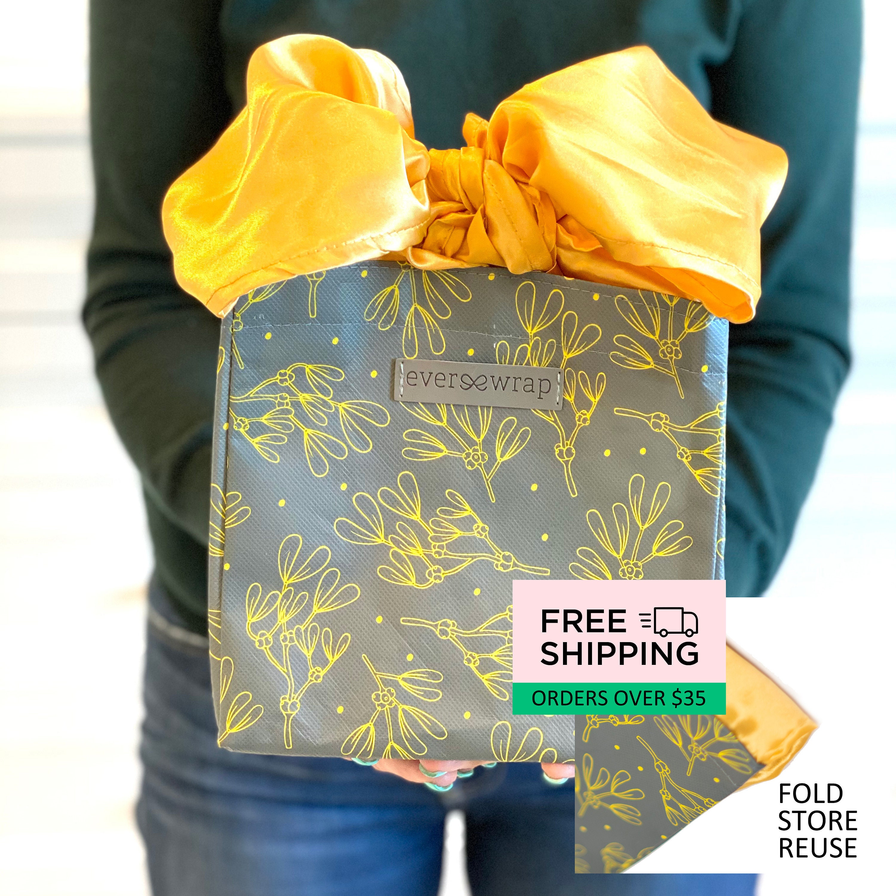 2 Designs Small Reusable Gift Bag with Fabric Satin Bow Etsy