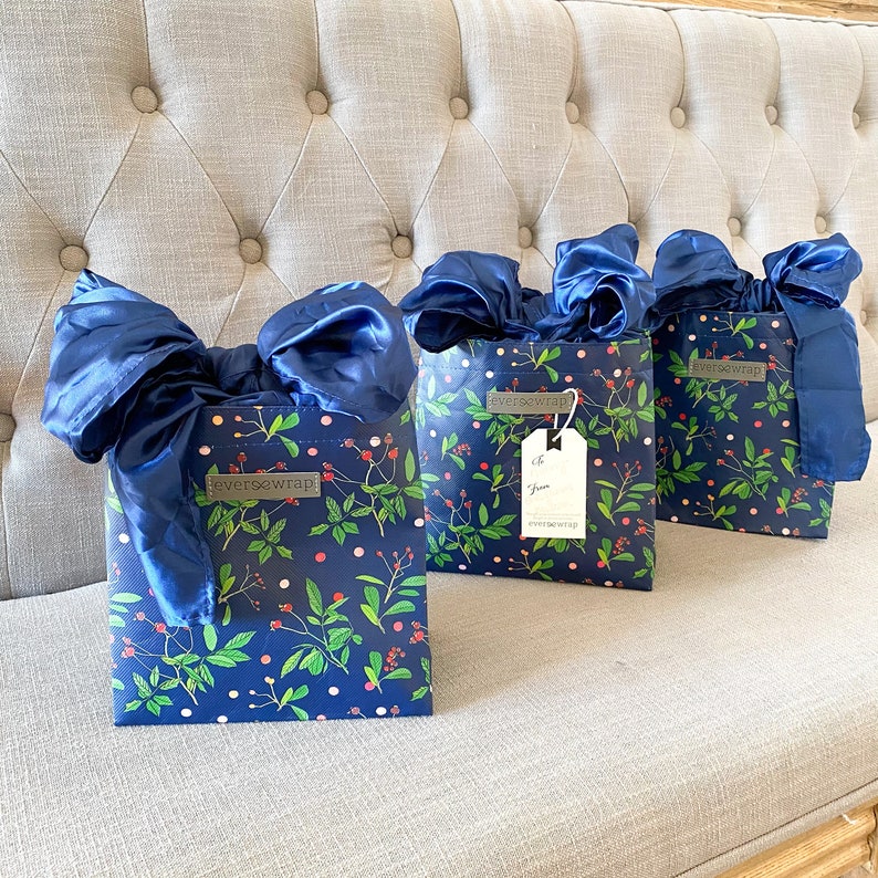 2 Designs Small Reusable Gift Bag With Fabric Satin Bow Etsy