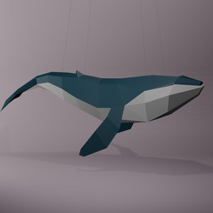 BALEINE BLEUE Low Poly Baleine Origami Baleine Papercraft Baleine 3D Art Papercraft Baleine Animaux DIY Papier Sculpture Baleine Bleue