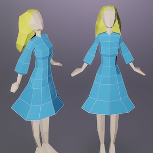 Girl Papercraft 3D Decor Sculpture, Low Poly Girl in Dress, DIY  Dancer for Girls Room, Woman Paper Sculptures, PDF, SVG template download