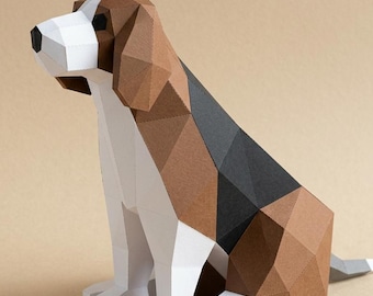 Papercraft Beagle Model, 3D Dog Sculpture (SVG, PDF)