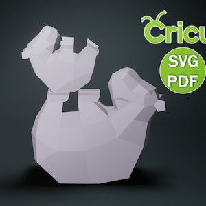 Papercraft Hippo, SVG, PDF, Cricut, Digital Template, Origami Rhino, Download DIY, Low Poly, Trophy, Sculpture, 3D Model Hippopotamus