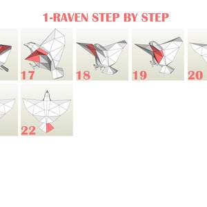Raven Papercraft, Raven, SVG, PDF Template, Paper Statue, Crow 3D Low ...
