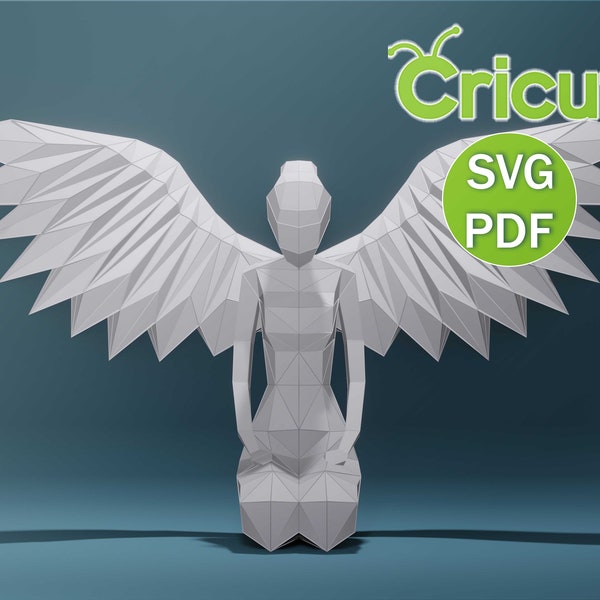 Papercraft Angel Girl, SVG, PDF, Low Poly Papercraft Woman, Paper Girl, Dancer, Doll, Papercraft Model, Digital 3d, Cricut Machine, Angel