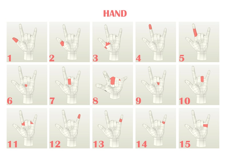 Hand Papercraft ,PDF-SVG, Rock and Roll 3D Hand Papercraft Template ...