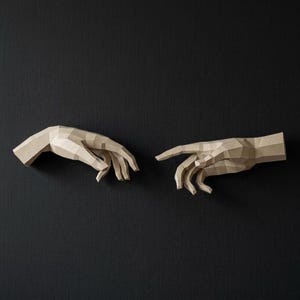 Papercraft Adam's Hand Wall Sculpture, Low Poly 3D Template (PDF/SVG)