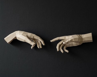 Papercraft Adam's Hand-muursculptuur, low Poly 3D-sjabloon (pdf/svg)