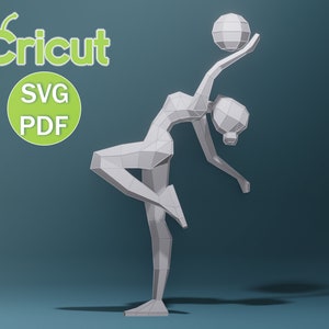 Papercraft Girl Gymnast (1), SVG, PDF, Low Poly Papercraft Woman, Paper Girl, Dancer, Doll, Papercraft Model, Digital 3d, Cricut Machine