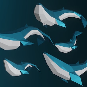 5 Whales! Papercraft , Pdf,Svg Create Your Own 3D Papercraft Whale, Origami Whale, Blue Whale, Papercraft, Cameo, Cricut, Diy,