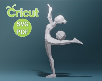 Figura de gimnasta en papel, escultura poligonal para armar (SVG, PDF)