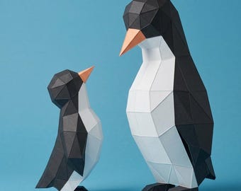 DIY Papercraft Penguin Family – 3D Low Poly Model (pdf, svg, dxf)