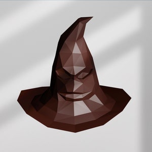 Papercraft-sorteerhoed DIY-sjabloon, Papercraft Garry Potter, heks tovenaarshoed, 3D-papieren hoed, cosplaykostuum, origami, Low Poly Halloween