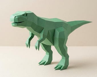 3D T-Rex Papercraft Sculpture, Dinosaur Origami Puzzle (PDF/SVG)