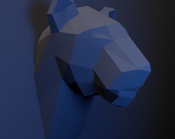 Lioness Panther Head Wall Paper Craft, Digital Template, Origami, PDF Download DIY, Low Poly, Wall Decor