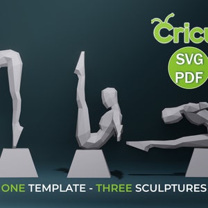 Papercraft Divers (1 Template - 3 sculptures), SVG-PDF, Create 3D Papercraft Man Paper Craft Diver, Paper Craft Template, Origami Decor