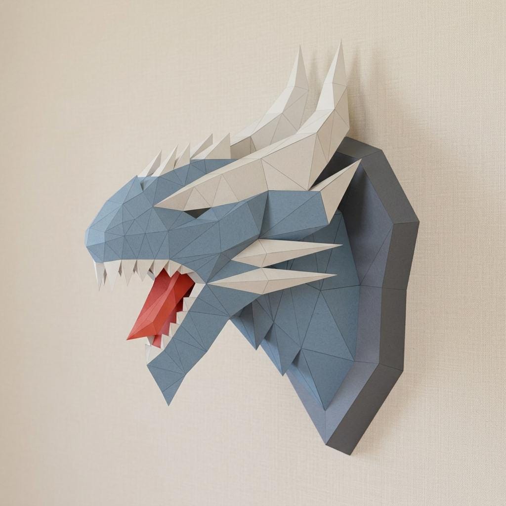 3D Papercraft Dragon Trophy, Low Poly Sculpture (SVG/PDF) - Etsy