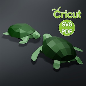 Papercraft Turtles, SVG PDF, Paper Craft Turtle model, Tortoise PDF template, 3D Terrapin sculpture, Low poly pattern, Turtles digital Kit