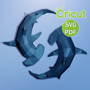 Papercraft Hammerhead Shark, 3D Papercraft - Build Your Own Low Poly Paper Sculpture PDF Download DIY gift, Wall Decor for home