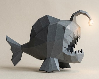 Trophée de pêcheur à la ligne Papercraft, sculpture 3D low poly (SVG, PDF)