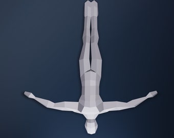 DIY Papercraft Diver, 3D Wall Decor (SVG-PDF)