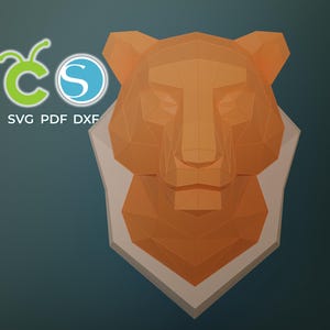 Tiger Head Papercraft, SVG, PDF, Dxf Paper Craft, Lioness, Panther Head, 3DLion Sculpture, Low poly Pattern Tiger , Origami Animal