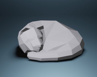 Cat Paper Craft, 3D PDF SVG DXG Template, Papercraft Animals, Low Poly, Statua di carta, Trofeo, Scultura, Modello di allungamento del gatto, regalo perfetto