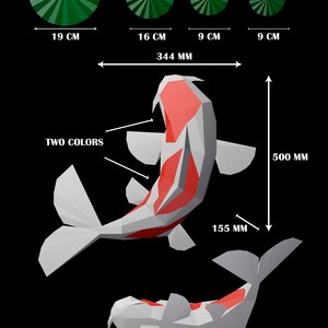 Koi Fish Paper Craft, Digital Template, Origami, PDF Download DIY, Low